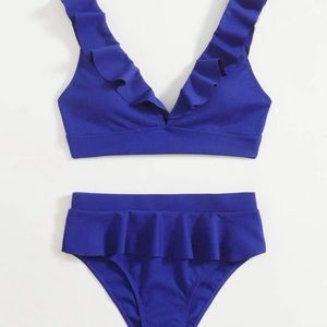 SHEIN Ruffle V Neck Bikini Swimsuit